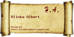 Hlinka Albert névjegykártya